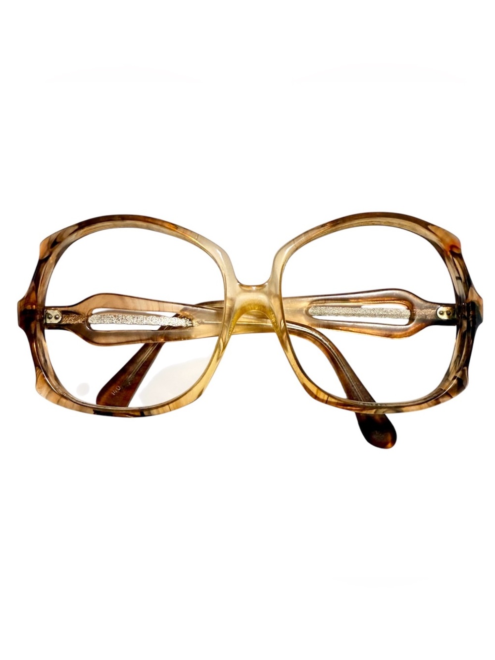 1970’s Oversized Tortoiseshell Italian Women's Glasses Frame, Angular Shape